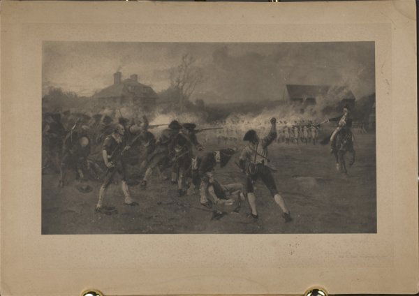 Late 19th C. Henry Sandham Plate Print: Etching depicting Civil War battlefront with men shooting, and being shot. 19" H x 29" W. Signed in pencil in LR and given as a gift by the artist which is also signed in pencil and reads "To John S.