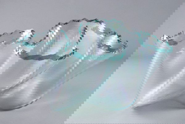 Freeform Slumped Glass Vessel by Laurel Fyfe: Iridescent freeform slumped glass vessel. Laurel Fyfe founder of Fox Fire Glass in Pontiac Michigan has done many major commission works including, the sand carved glass panels, the 60ft Dia.. entry r