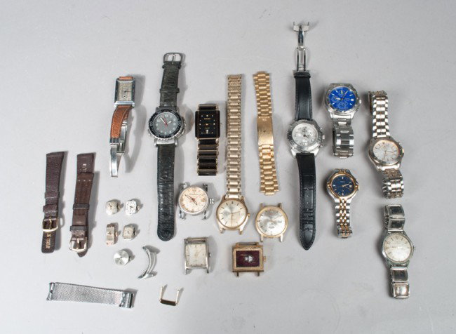 Grouping Of 11 Men's Watches And Parts: Includes (3) Seiko, Sector, Life, and others, including parts.