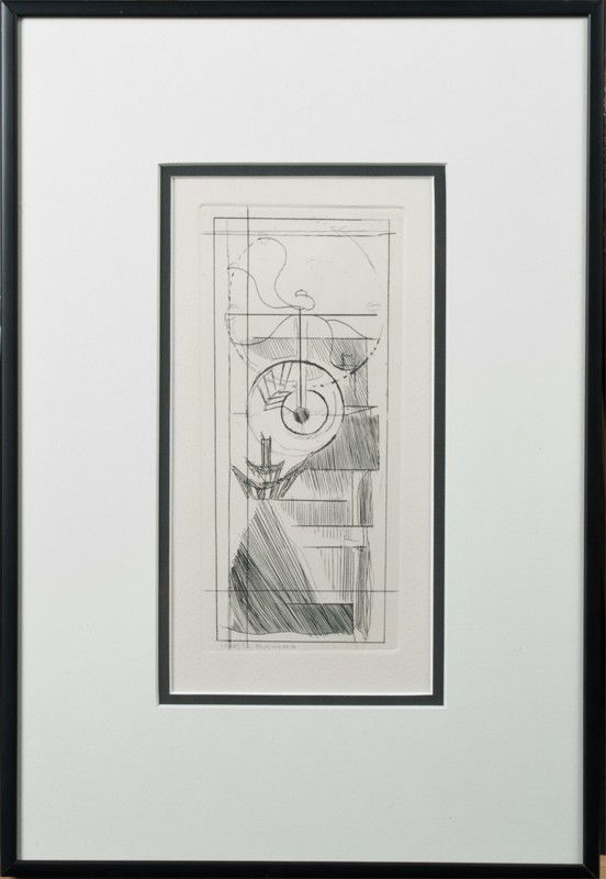 Marcel Duchamp Original Etching: Marcel Duchamp, 1887-1968, New York/France, known for dada, avant-garde, cubism, and assemblage. Original etchin from cancelled plate impression titled "Coffee Mill" for Du Cubisme. Originally a paint
