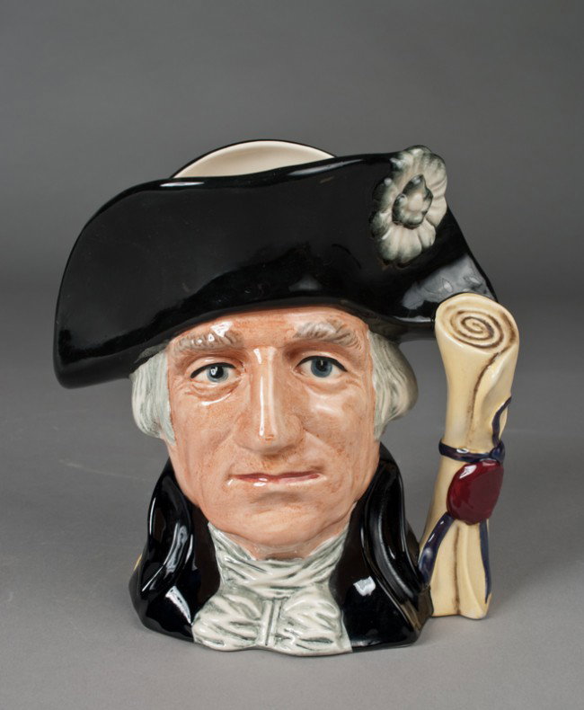 Royal Doulton "George Washington" Toby Mug: Underside marked with D 6669 and dated 1982. 7.5" H, excellent condition.