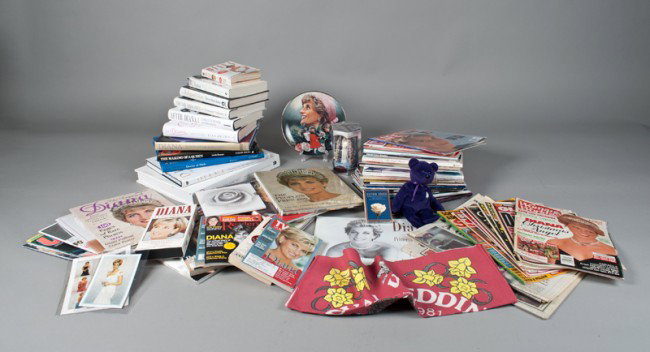 Large Collection of Princess Diana Memorabilia: Includes plate, calendar, magazines, doll, beanie baby, and books. All in very good condition.