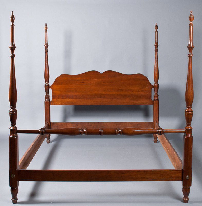 A Fine Pennsylvania House Cherry Poster Bed: Cherry wood four poster bed by Pennsylvania House, 67.25" H x 62" W x 86" L. Very good condition with some nicks and abrasions consistent with age and use. Circa 1970's.