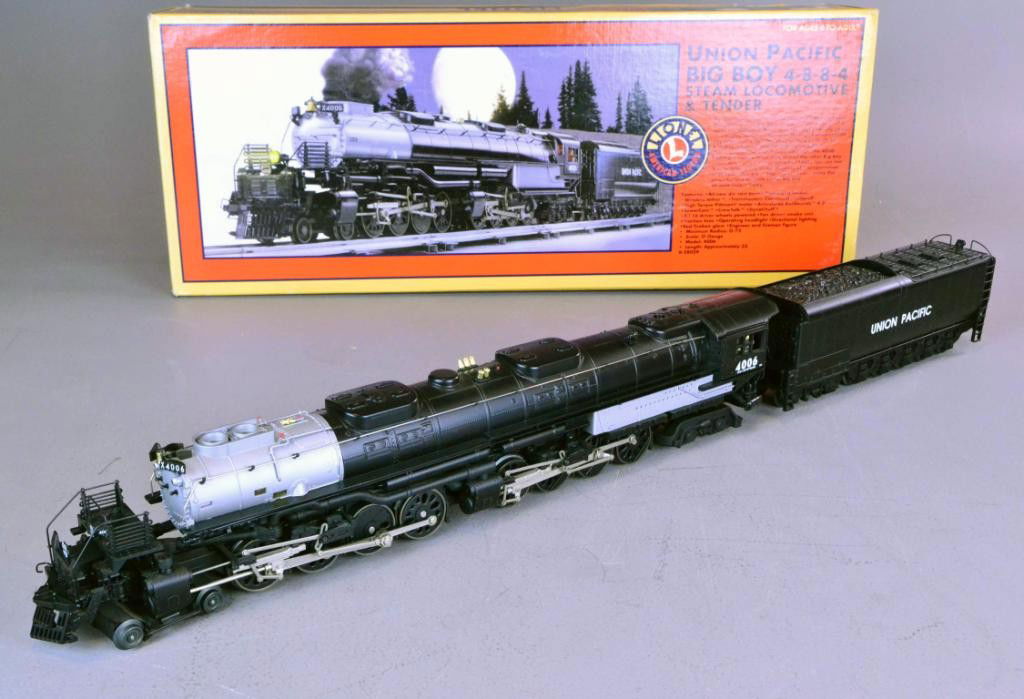 LIONEL UNION PACIFIC BIGBOY: Lionel Union Pacific Bigboy locomotive & tender No. 4-8-8-4 6-28029 in black and silver tones. New in box, box slightly damaged. Private collection Oxford, MI.