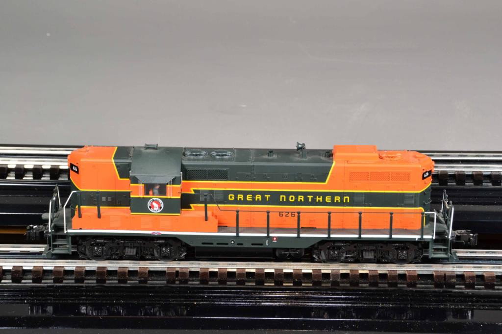 LIONEL ELECTRIC TRAIN - LOCOMOTIVE: Great Northern GP-7 Diesel locomotive, speed control with on/off switch, rail sounds, two motors, directional lighting, electro couplers, (#6-28563), new in box. Private collection Metamora MI.