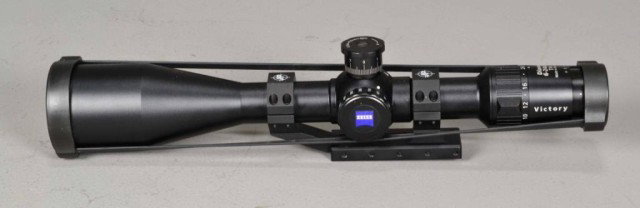 ZEISS VICTORY 6-24X56 SCOPE: Serial number: 3131839, Reticule: Mil-dot rifle sight, with JP Manufacturing scope mounts Condition: overall body condition retains 100 percent steel casing with 3 dials for elevation, wind age and fo