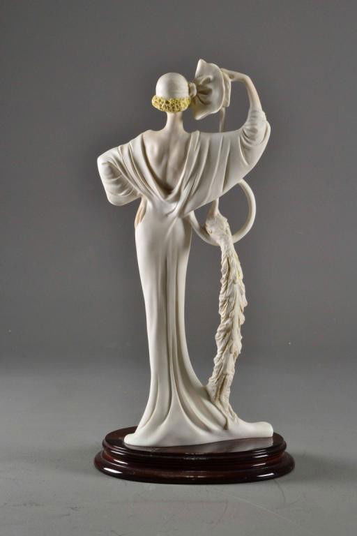A. SANTINI ART DECO FEMALE STATUE & PEACOCK Lot 553