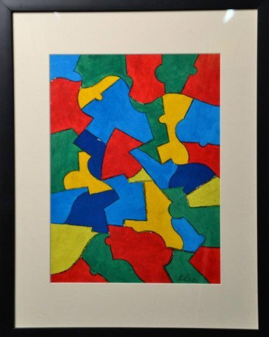 SIGNED KLEE, GOUACHE ON HEAVY PAPER: Abstracft color design. Signed LR by Paul Klee, important Swiss artist (1879-1940 ). 13" H x 9.75" W. Private collection Clinton Twp. Mi.