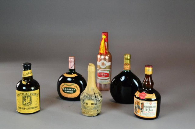 (6) BOTTLES OF VARIOUS LIQUORS AND WINE: To include a D.O. M. Benedictine liquor, an Antigo Port fine old Santhiago wine, a J. Peres, light cream sherry, a 1947 Commanderie St. John Cyrus grape wine, Portuguese rose wine, and a Isabel Rose w