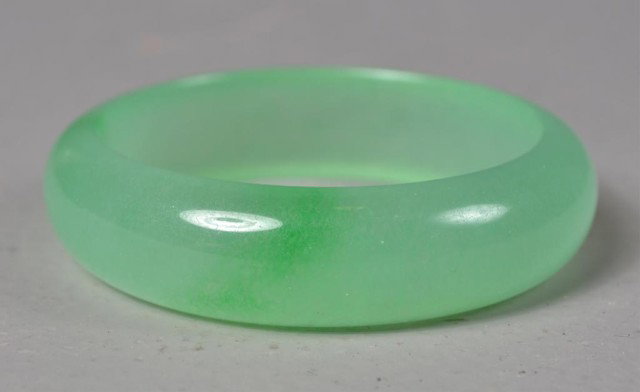 Chinese Jade Bangle Bracelet: Finely polished light green jade bangle, 3" Diameter.