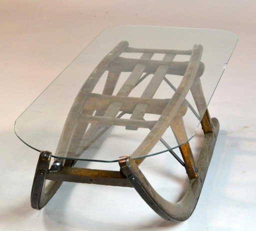 242 Antique Sled Gl Top Coffee Table