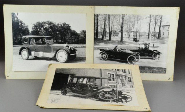 (3) Manning Bros. Photos Of Antique Autos: Three black and white antique automobile photographs from the Manning Bros. photographic collection Detroit Michigan. Including a pair of 1914 Mercury cycle cars, a 1920 Roamer, and a wrecked yellow t