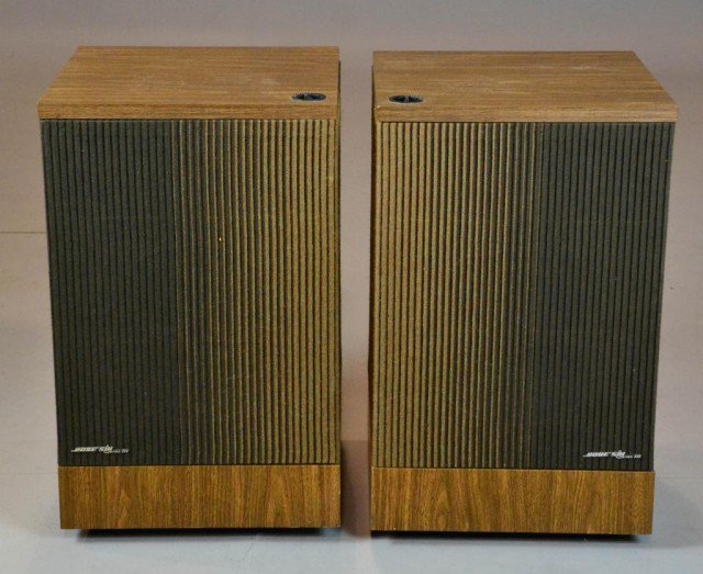 Pr. Bose 501 Series lll Speakers: Including two walnut frame Bose speakers, serial number 286276 23" H x 14.5" W x 14.5" D circa 1977.