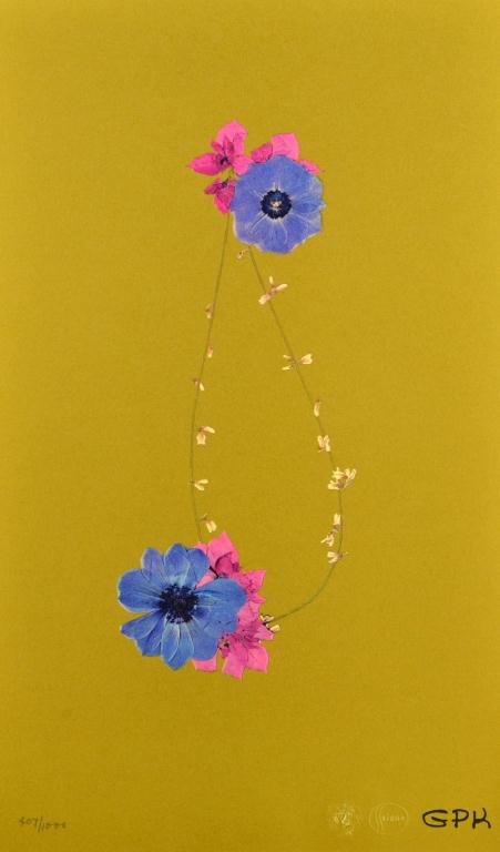 Princess Grace Of Monaco Ltd Edition Graphic: A commission by the World Federation of United Nations Associations, enlisting Her Serene Highness Princess Grace, who submitted a mixed media graphic in 8 colors from a pressed flower collage, on 100