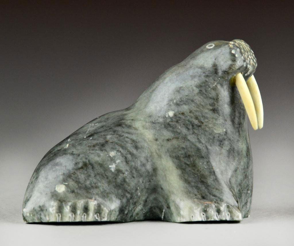 32: Inuit Stone Carving of Walrus - signed Luke - Sep 30, 2012