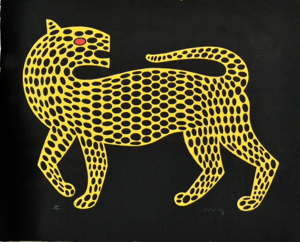 Victor Vasarely Lithograph on Cast Paper: Titled "Leopard" on cast paper, 31" x 38", circa 20th century, good condition. Property of a Troy, Michigan, lady.