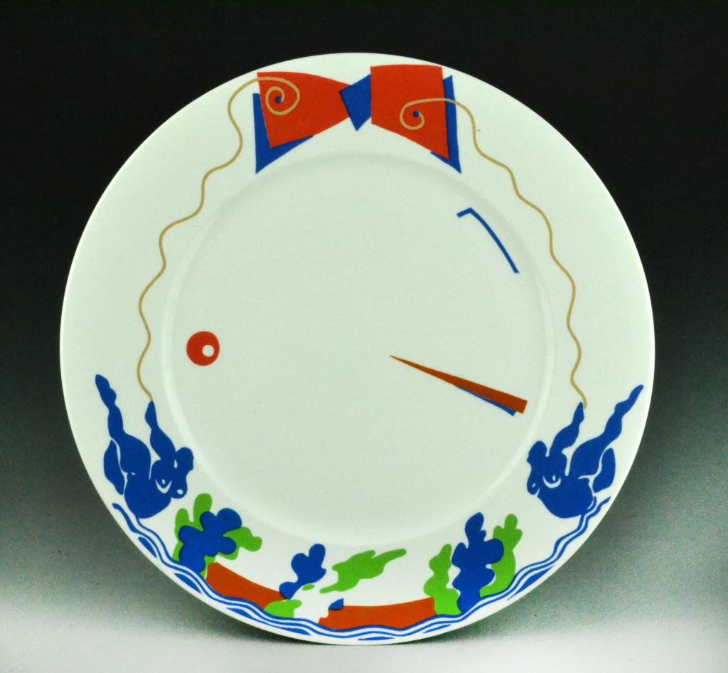 Villeroy & Boch Designer Plate: Contemporary design on plate, marked on back 'Design by Adam D. Tihany, 1995, made especially for the James Beard Awards,' 12" Diameter, Private collection of Fort Gratiot gentleman.