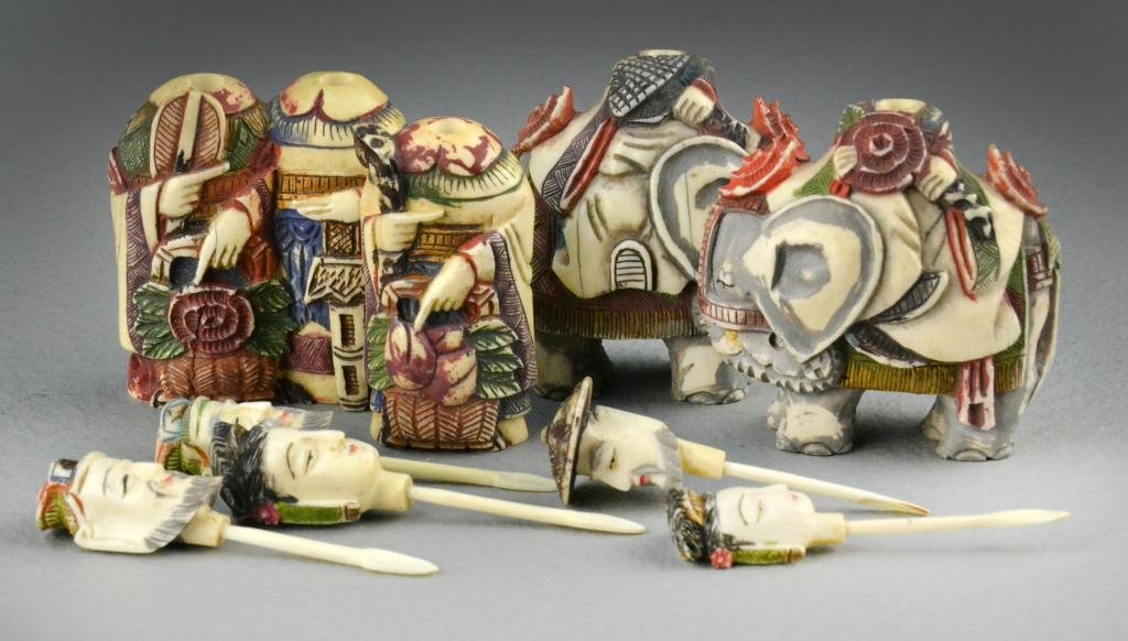 (8) Chinese Polychrome Painted Ivory Snuff Bottles - 2