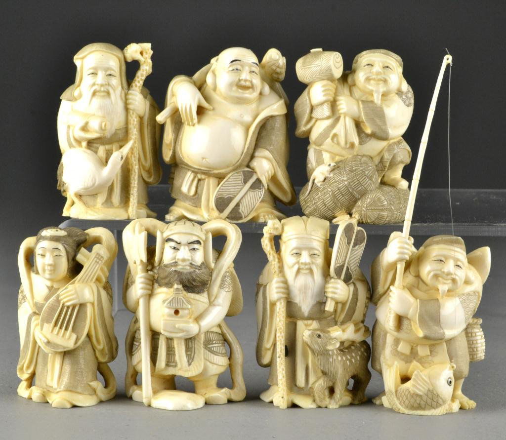 80 (7) Japanese Carved Ivory Lucky Gods Dec 15, 2012 Midwest Auction Galleries, Inc. in MI