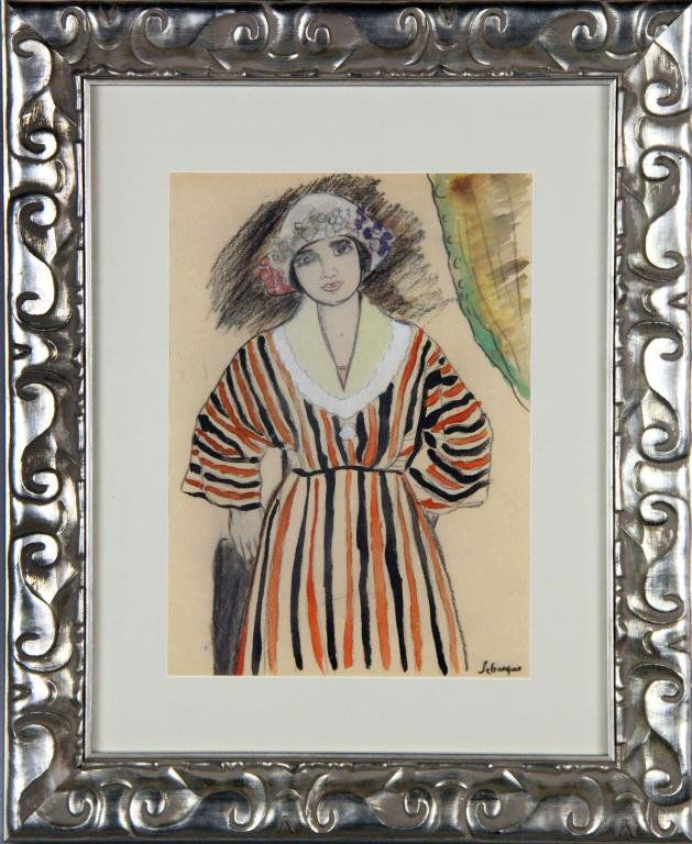 Manner Of Henri Lebasque Charcoal & Watercolor: "Portrait of a Young Woman," charcoal and watercolor on paper, signed LR by Henri Lebasque, French 1865 - 1937, circa early 20th century. 13.25" H x 9.5" W sight, 22" H x 18" W frame.