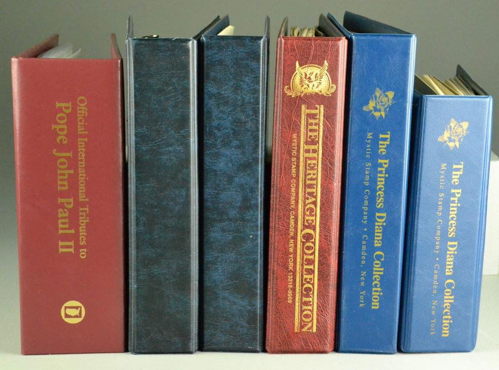 (6) Elvis, JFK, Pope JP2, Pr.Diana, Stamp Albums: To include hundreds of U.S. and foreign first day covers, sheets, honoring four famous 20th century icons: Elvis Presley, Pope John Paul ll, two Princess Diana albums, and John F. Kennedy & family. To