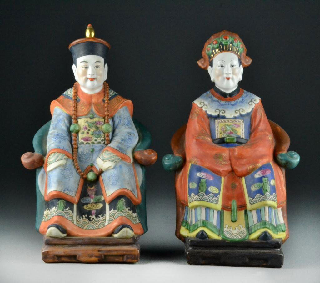 Pr. Chinese Porcelain Emperor & Empress Statues Feb 23, 2013