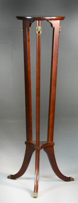 Contemporary Wooden Plant Stand: Having circular top and rectangular supports, 40.5" H, circa 20th century, good condition. Private collection of Charlevoix, Michigan lady and gentleman.