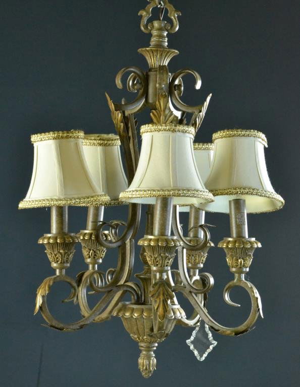 (3) Gilt Metal Chandelier & Matching Wall Sconces