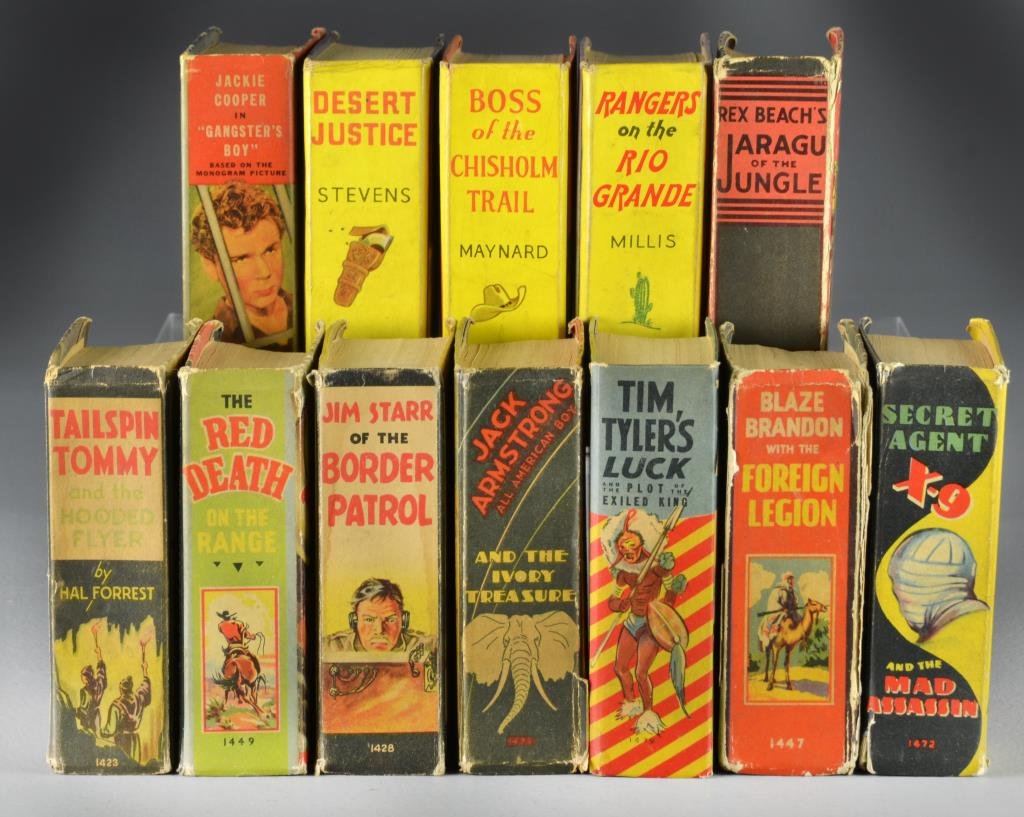 (12) 1937 To 1940 Little Big Books: To include 12 little big books: Jim Starr of the Border Patrol, 1937, Rangers on the Rio Grande, 1938, Boss of the Chisholm Trail, 1939, Secret Agent X-9 and the Mad Assassin, 1938, The Red Death on t