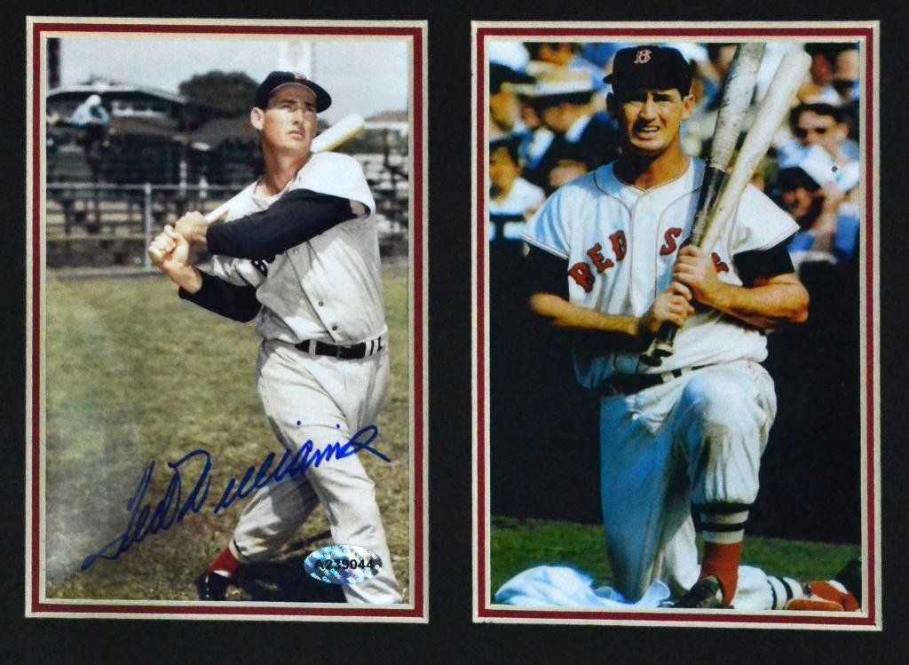 Ted Williams Autographed Matted Photograph: Ted Williams, with two matted photographs, signed Ted Williams, 8" H x 10" W, with certificate of authenticity.