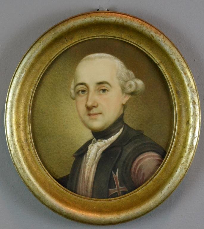 Teresa Voigt Watercolor Painting On Paper: A finely painted portrait of a British soldier in uniform, signed lower left. Teresa Voigt (1799-1880) was an Italian painter known for portraits, 8.5"H x 7.75"W, sight, mounted in giltwood frame. Cir