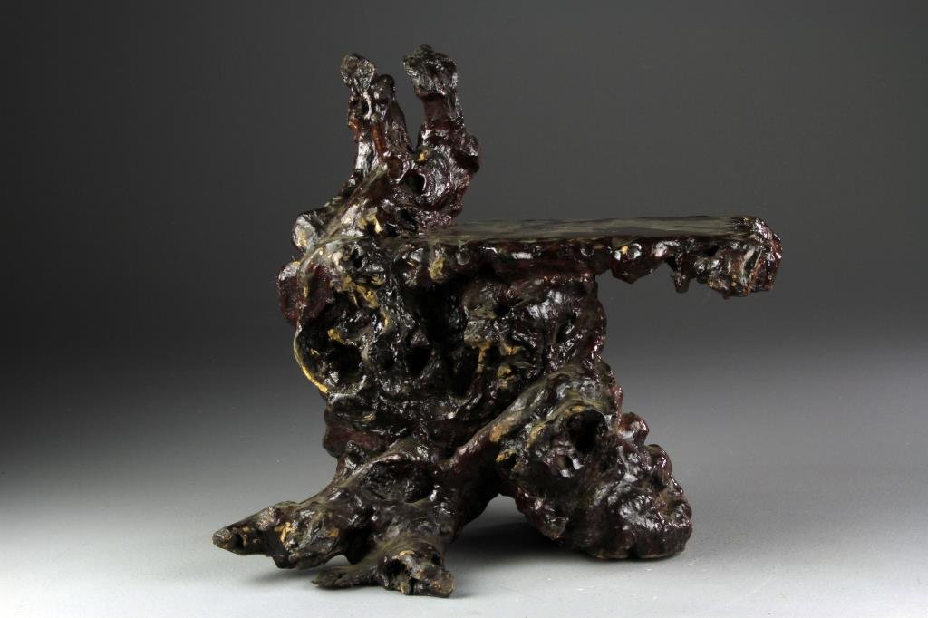 Chinese Carved Rootwood Stand: Of naturalistic form having an attractive old surface, 16" H circa 19th-early 20th Century. Collection of the Late Robert Willis owner of R.F. Willis Galleries, Grand Rapids, Michigan.
