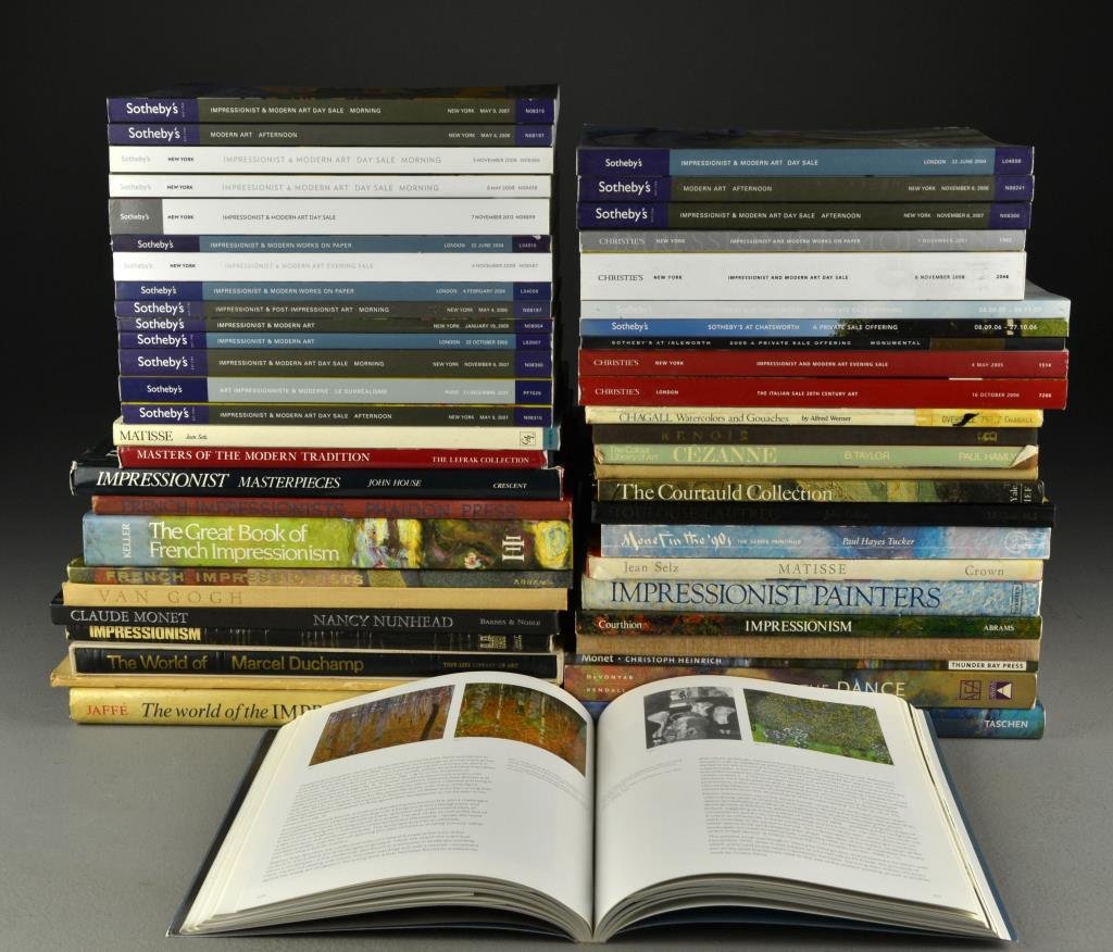 (75) Books, Sotheby's & Christie's Catalogs Modern Art: A collection of 50 books and 25 Sotheby's & Christie's auction catalogs pertaining to impressionist, modern art, & artists.