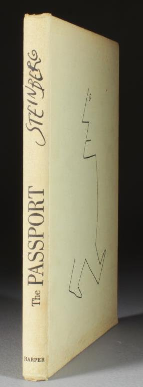 1954 The Passport By Saul Steinberg: The Passport, by Saul Steinberg, (1914 - 1999) cartoonist & illustrator, Harrper & Bros. 1954, First Edition, illustrated, 12" H x 9" W. Condition: some discoloration to the edges, & bottom boards, pa