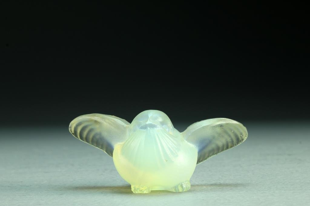 A Sabino Glass Chickadee: Signed "Sabino France", measures 2.75"W, circa early 20th century.
