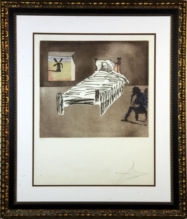Salvador Dali Lithograph on Paper "Le Legacy": Titled "Le Legacy", depicting Don Quixote, pencil signed lower right Salvador Dali (1904-1989) lived in France/Spain and was known for surrealist, painting and drawing, numbered lower left 96/150, 24.