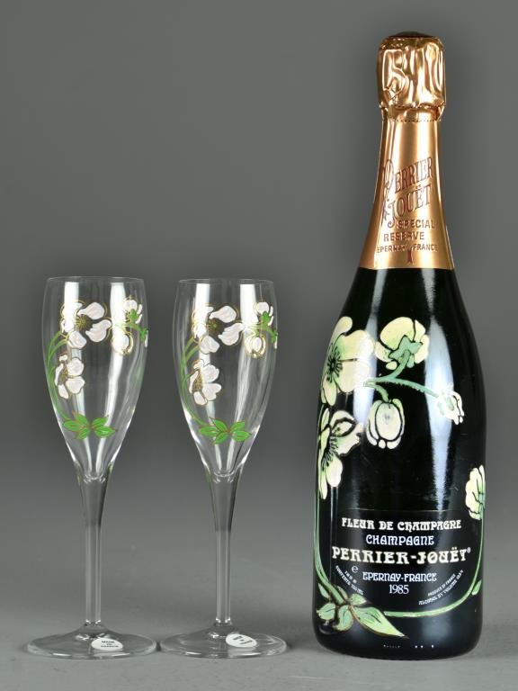 (4) Sets of French Perrier Jouet Wine & Glasses
