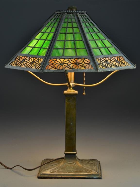 An American Arts & Crafts Slag Glass Table Lamp