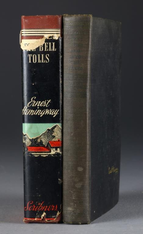 (2) Hemmingway 1ST Ed. Across The River & Into The: To include two Ernest Hemmingway books: Across The River And Into The Trees, Charles Scribner, 1950, FIRST EDITION, very good. For Whom The Bell Tolls, Scribner 1944, good.