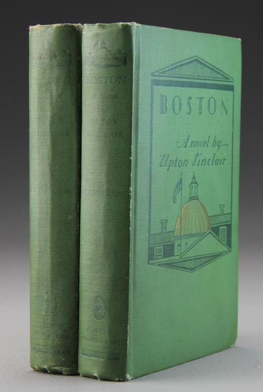 (2) 1928 Boston First Edition Signed By Upton Sinclair: Boston, by Upton Sinclair, New York: Albert & Charles Boni, 1928, First Edition signed by Upton Sinclair on the free endpage: " To Ed Filene with sincere regards Upton Sinclair." Edward Albert Filene
