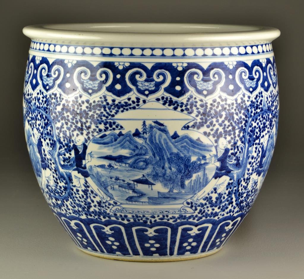 Large Chinese Blue & White Porcelain Fish Bowl Nov 02, 2014 Midwest
