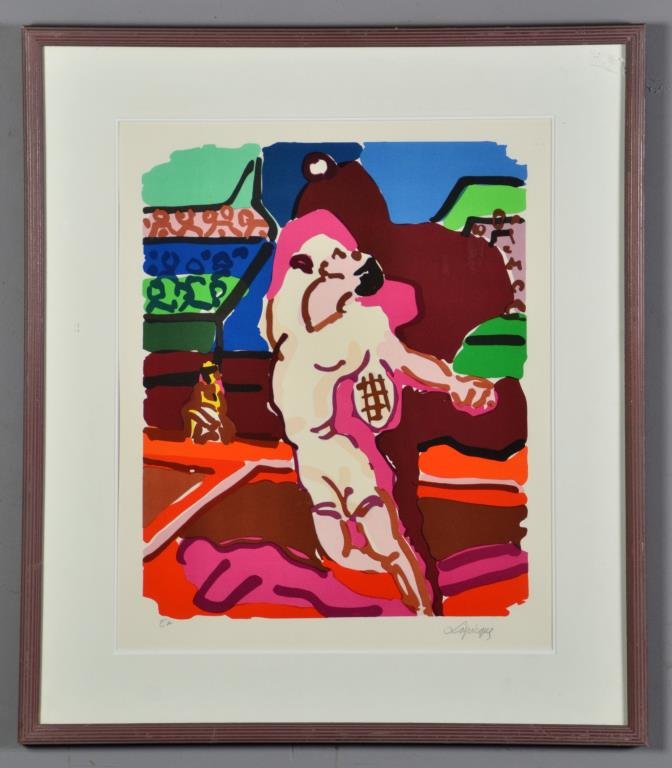 Charles Lapicque Hand Signed Lithograph: Titled "Le Tennis", hand signed lower right with "E.A." inscribed to lower left, Charles Lapicque (1898 - 1988) was a French artist known for figure and genre painting, image measures 21"x 17"W, overa