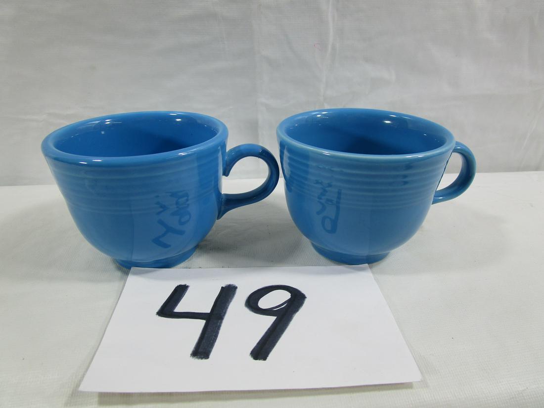 Lot Of 2 FIESTA Tea Cups: This set of cups measure about 3" tall and 3.5" diameter at the rim. No damage issues to report.