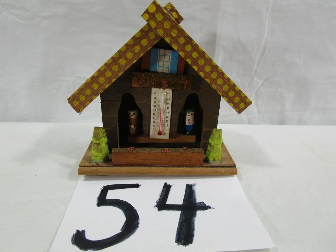 Vintage Mini Weather Station: This cute little weather station has a working thermometer and a tiny little man and woman inside. When the weather is dry the woman comes out and when it's rainy the man will come out. This measures 