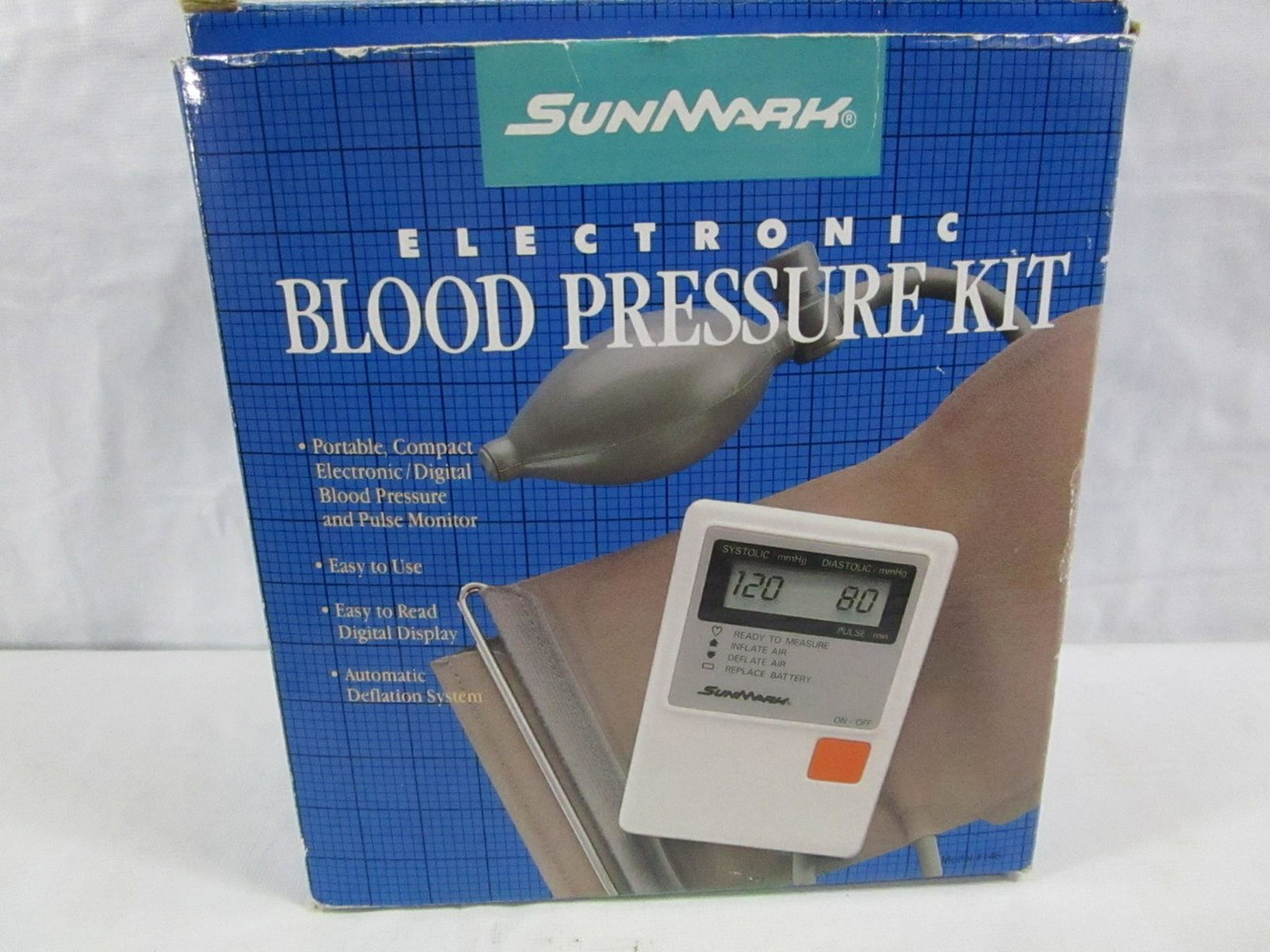 Sunmark Electronic Blood Pressure Monitor Kit: This is a nice blood pressure cuff that works great. It is simple to use and easy to read with digital output. Good condition in original box.
