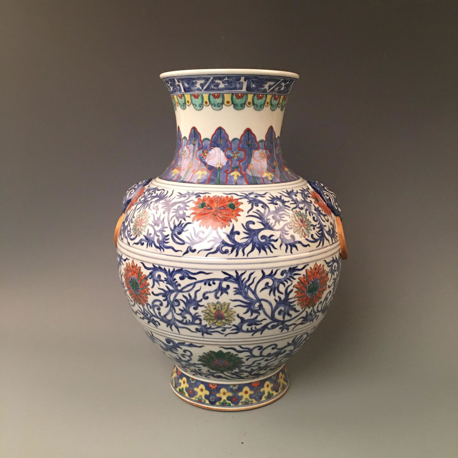 Chinese Blue-White Copper Red Bottle Vase QianLong Mark (1 of 6)