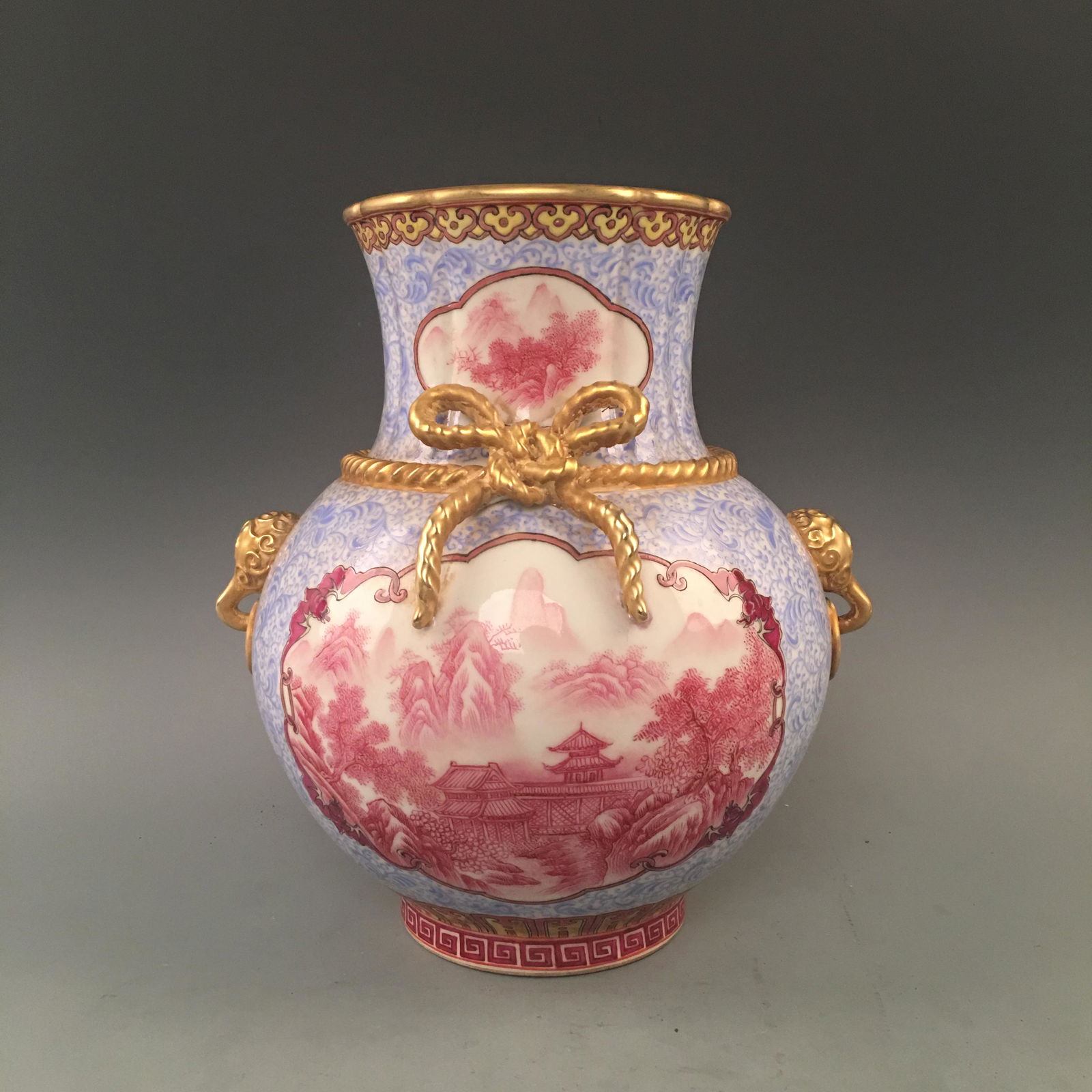 Chinese Famille Rose Elephant Head Vase with Qianlong (1 of 7)