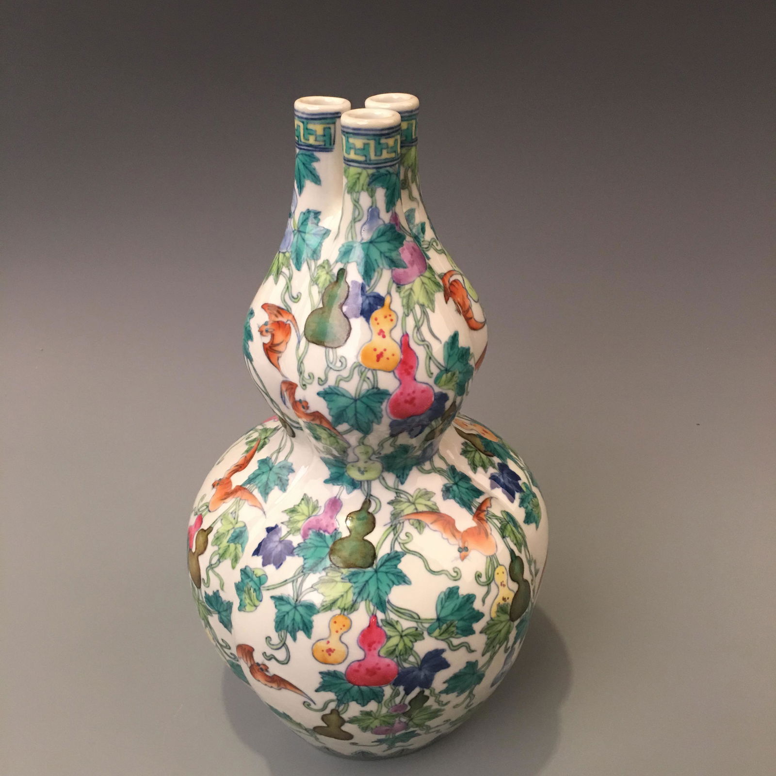 Chinese Enamel Double- Gourd Vase QianLong Mark (1 of 6)