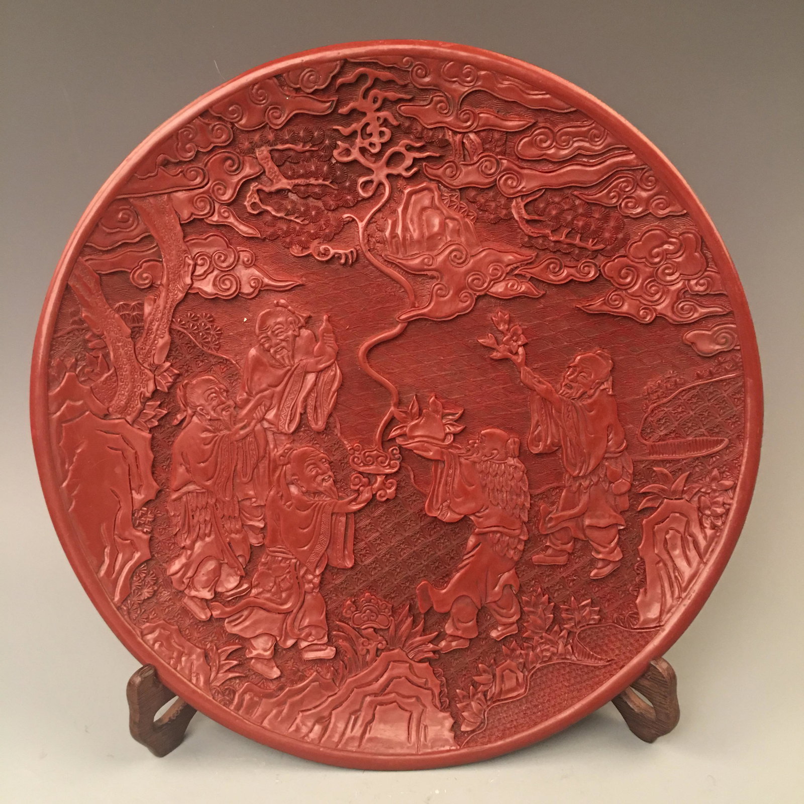 Chinese Carved Lacquer Plate 'Xuande' Mark (1 of 7)