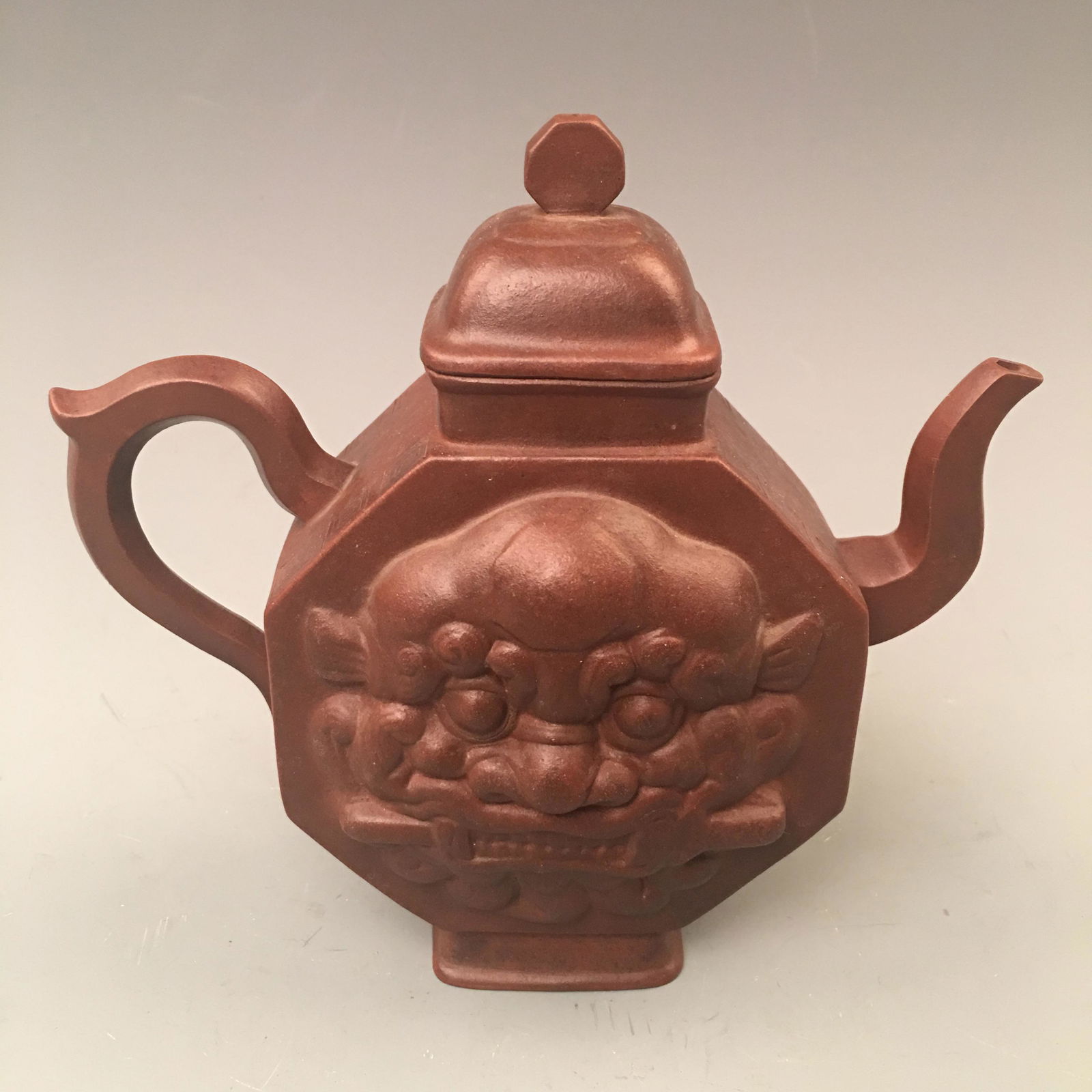 Chinese Yixing Engraved Teapot 'Qianlong' Mark (1 of 9)